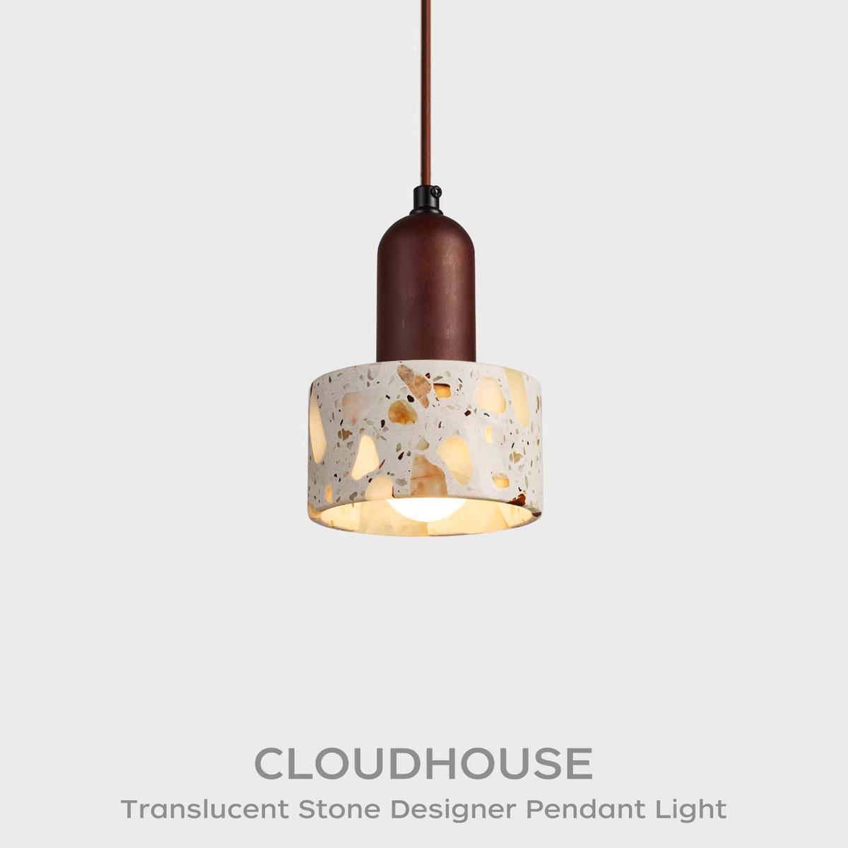 Translucent Stone Small Pendant Light | Wabi-Sabi Full Spectrum Pendant Light