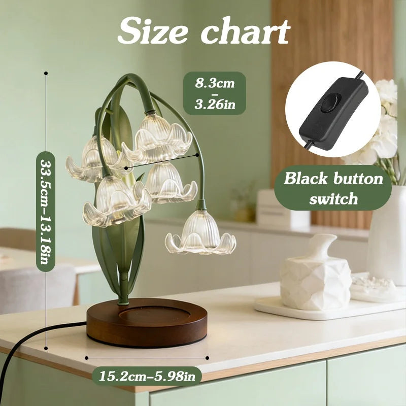 Cross-border French Country Style Flower Table Lamp Push Button Switch Ambient Light Lily of the Valley Design High Aesthetic Value