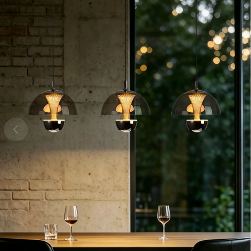2026 New Style Restaurant Light Grid Design High-End Three-Head Pendant Light for Dining Tables
