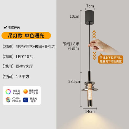 Adjustable Italian-style Light Luxury Hanging Aluminum Bedside Pendant Light Modern Minimalist Aluminum Chandelier