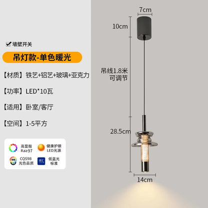 Adjustable Italian-style Light Luxury Hanging Aluminum Bedside Pendant Light Modern Minimalist Aluminum Chandelier