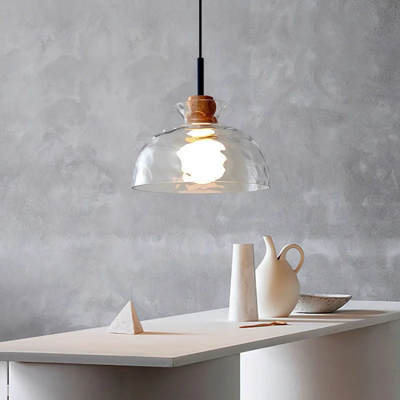 Japanese Wabi-Sabi Style Adjustable Height Restaurant Chandelier Simple Modern Creative Retro Glass Dining Table Bar Lamp Nordic