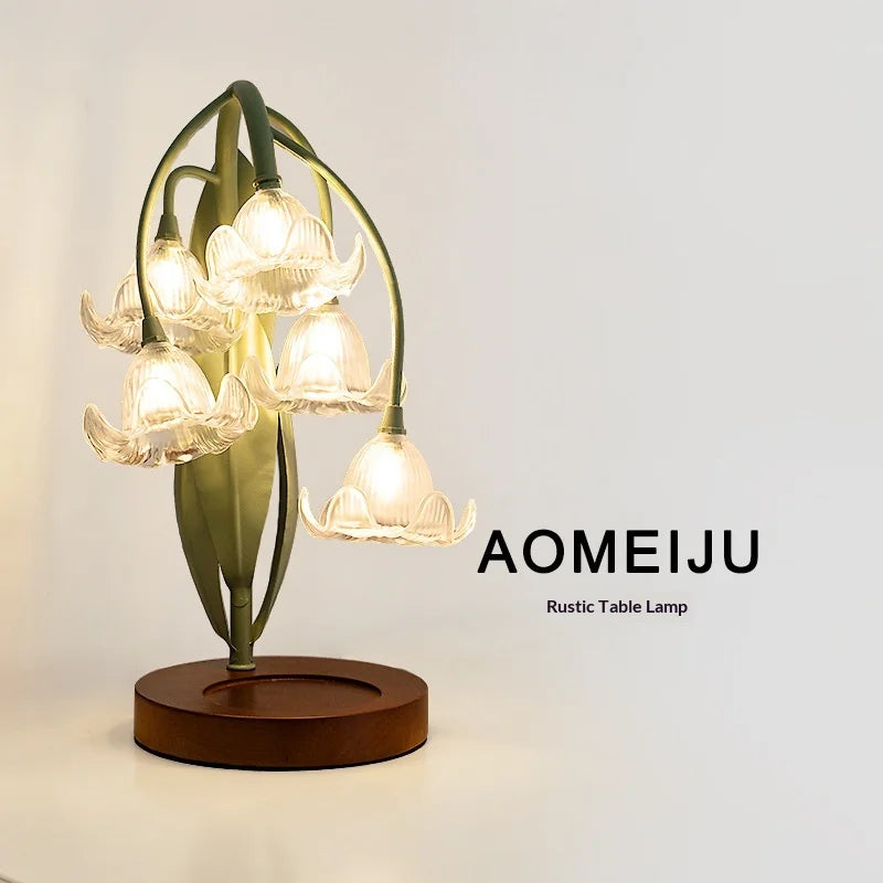 Cross-border French Country Style Flower Table Lamp Push Button Switch Ambient Light Lily of the Valley Design High Aesthetic Value