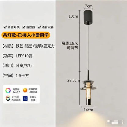 Adjustable Italian-style Light Luxury Hanging Aluminum Bedside Pendant Light Modern Minimalist Aluminum Chandelier