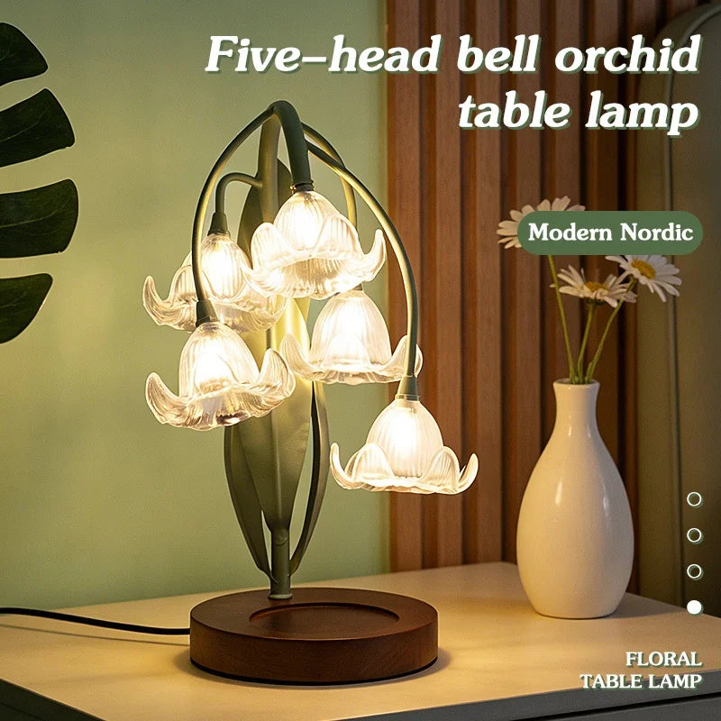 Cross-border French Country Style Flower Table Lamp Push Button Switch Ambient Light Lily of the Valley Design High Aesthetic Value