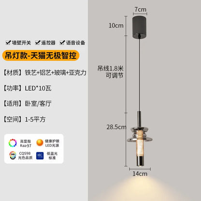 Adjustable Italian-style Light Luxury Hanging Aluminum Bedside Pendant Light Modern Minimalist Aluminum Chandelier