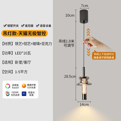 Adjustable Italian-style Light Luxury Hanging Aluminum Bedside Pendant Light Modern Minimalist Aluminum Chandelier