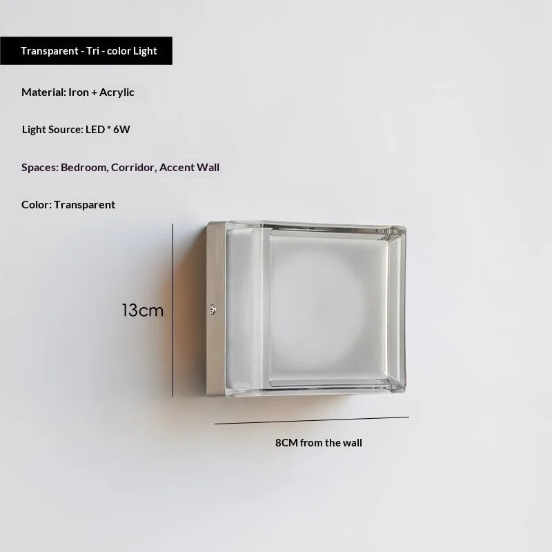 Square Creative Decorative Atmosphere Wall Design-Oriented Bedroom European American Style Indoor Artistic LED Iron Wall Lamp