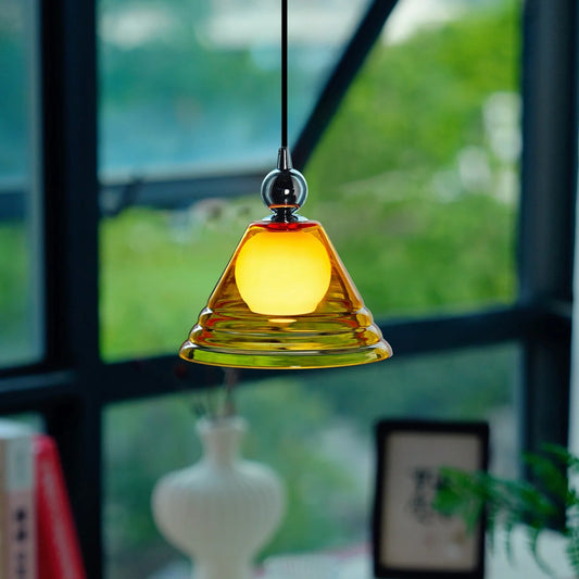Sunset Glow Silver Iron Glass LED Pendant Light Creative Bauhaus Hanging Bedroom Entrance Hallway Modern Atmosphere