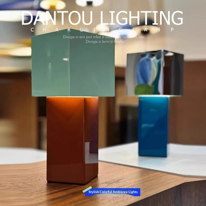 Denmark Pivot Charging Table Lamp Modern Design Battery-Powered Ambient Light Portable Exquisite High-Value Bedroom Lamp