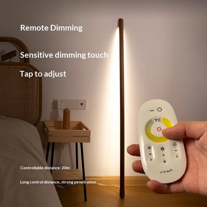 Solid Wood Floor Lamp Wall Light Nordic Bedroom Living Room Modern Design LED Linear Light Remote Control High CRI 95