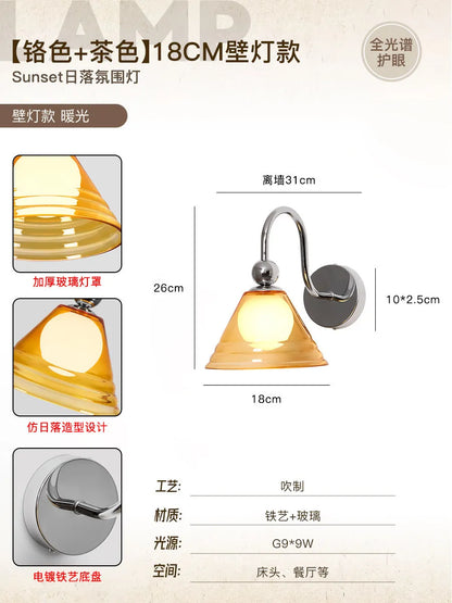 Sunset Glow Silver Iron Glass LED Pendant Light Creative Bauhaus Hanging Bedroom Entrance Hallway Modern Atmosphere