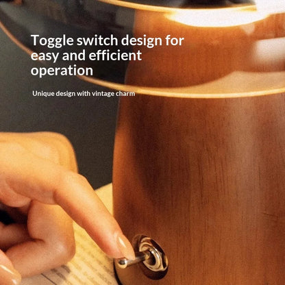 Mid-Century Modern Dome Table Lamp - Smoked Glass Shade & Walnut Base, AC 5W LED 3CET, High CRI97, Button Switch, Small Reading Desk Lamp