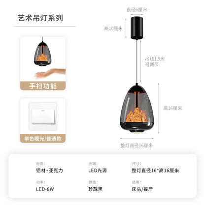 Light Luxury Bedroom Bedside Hand-operated Lift Pendant Light Modern Creative Designer's Aluminum Stainless Steel Chandelier