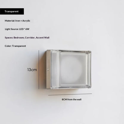 Square Creative Decorative Atmosphere Wall Design-Oriented Bedroom European American Style Indoor Artistic LED Iron Wall Lamp