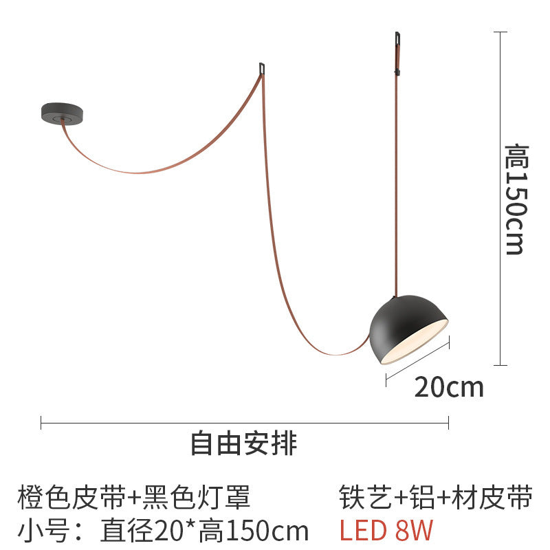 现代简约艺术创意客厅餐厅灯卧室床头书房展厅咖啡厅吧台皮带吊灯