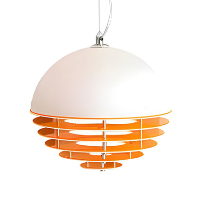 Vintage cream-colored sunset orange restaurant chandelier, Bauhaus bar island, Memphis designer bar light