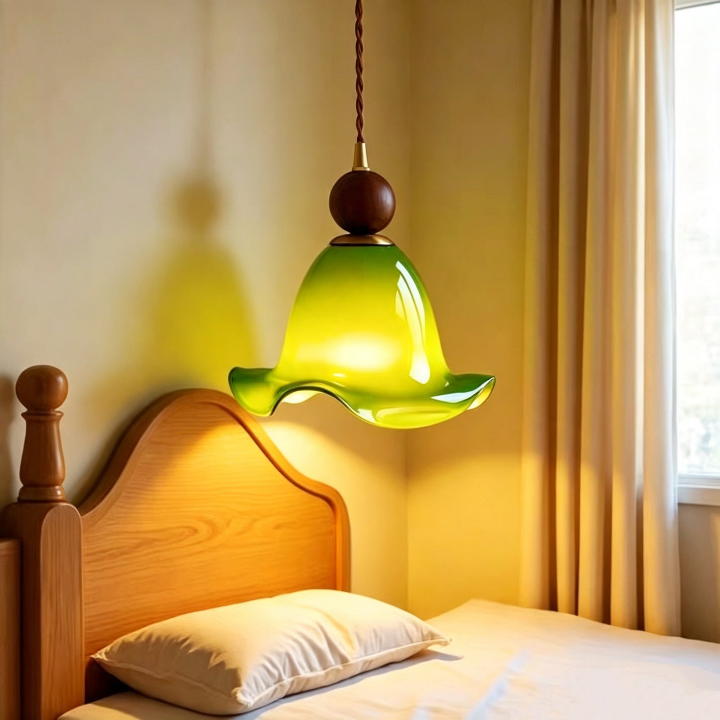 Vintage-style bedside pendant light, artistic retro bedroom pendant light, creative cream-themed bar counter and entryway light.